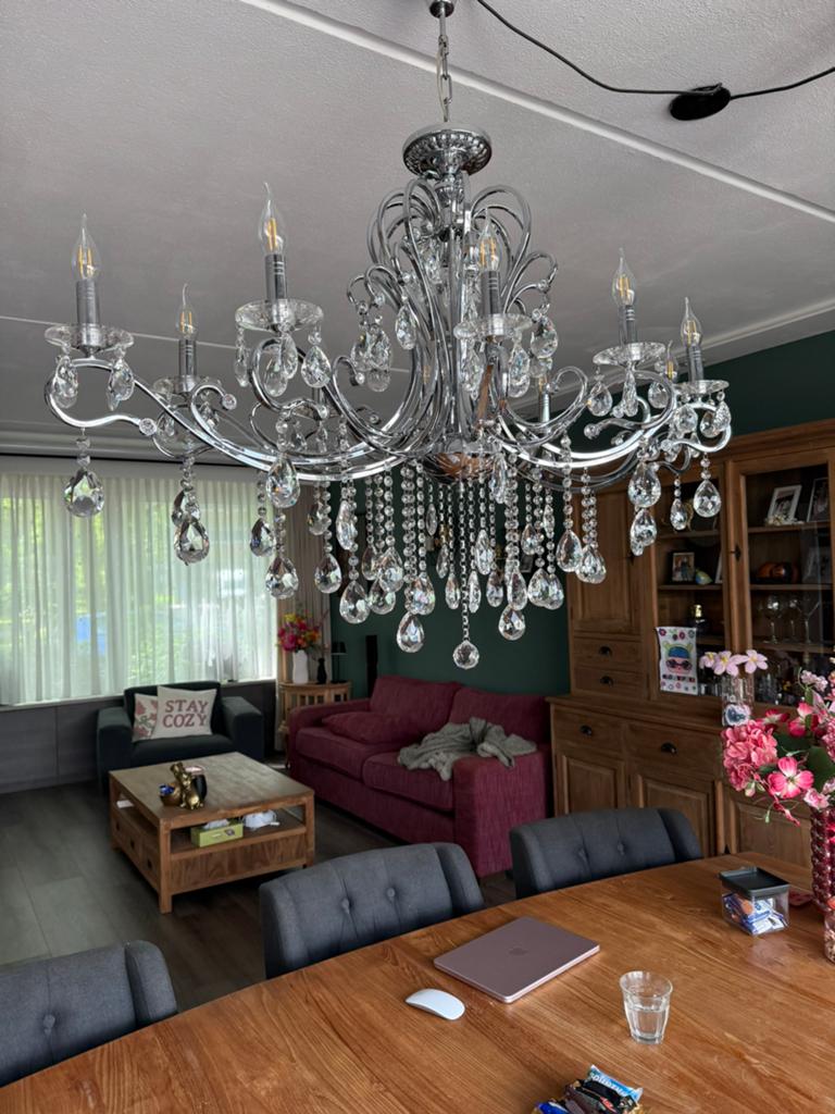 Kristallen lamp, Huis en Inrichting, Lampen | Kroonluchters, Ophalen, Zo goed als nieuw