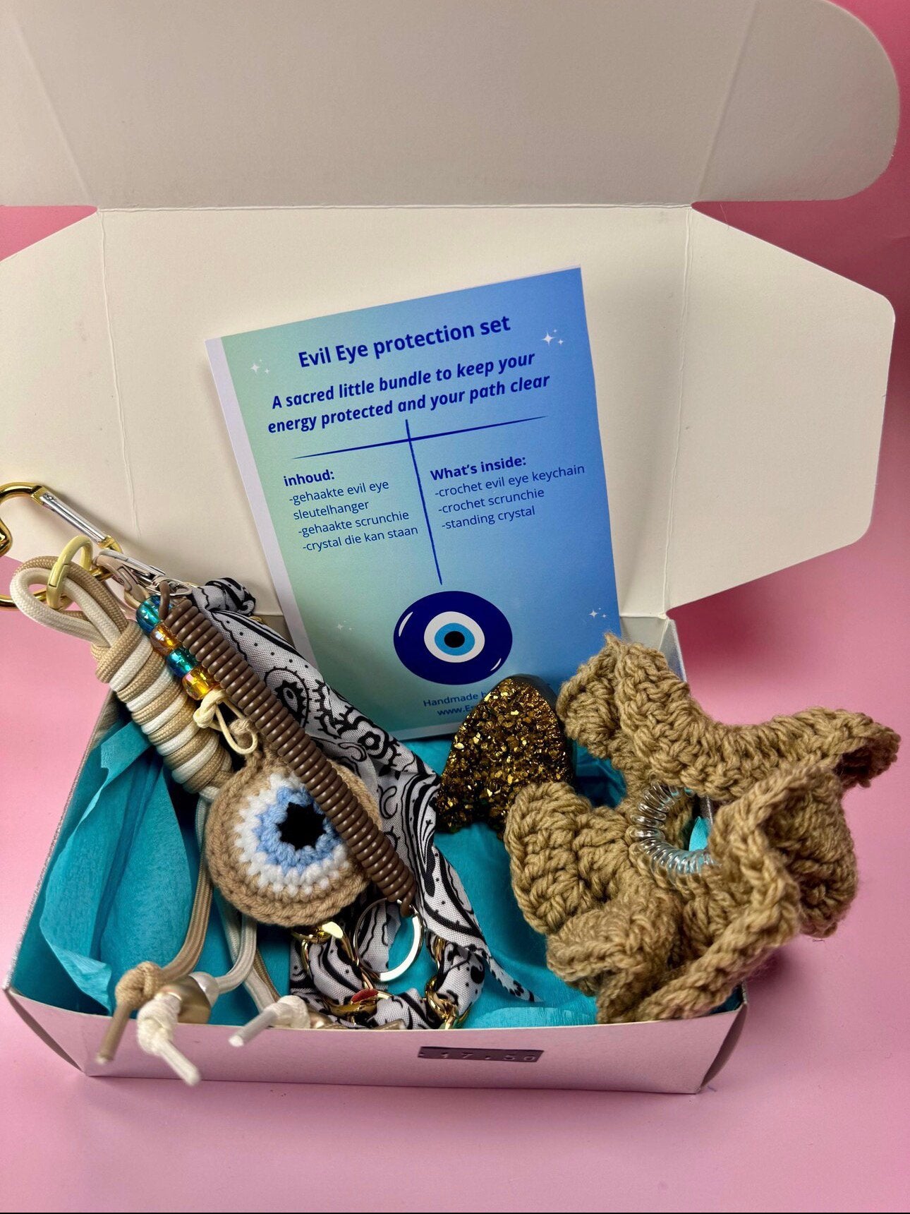 Beige Evil Eye Protection Gift Set • Crochet Keychain, Verzenden, Zo goed als nieuw, Trollbeads