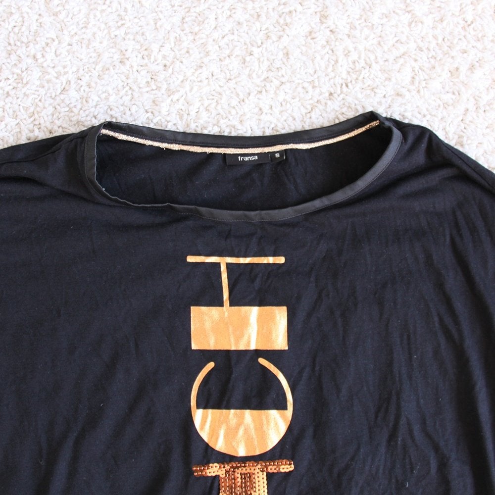 Mooie Zwarte Fransa Trui (S) - 32 € 20,-, Fransa, Zwart, Ophalen of Verzenden, Zo goed als nieuw