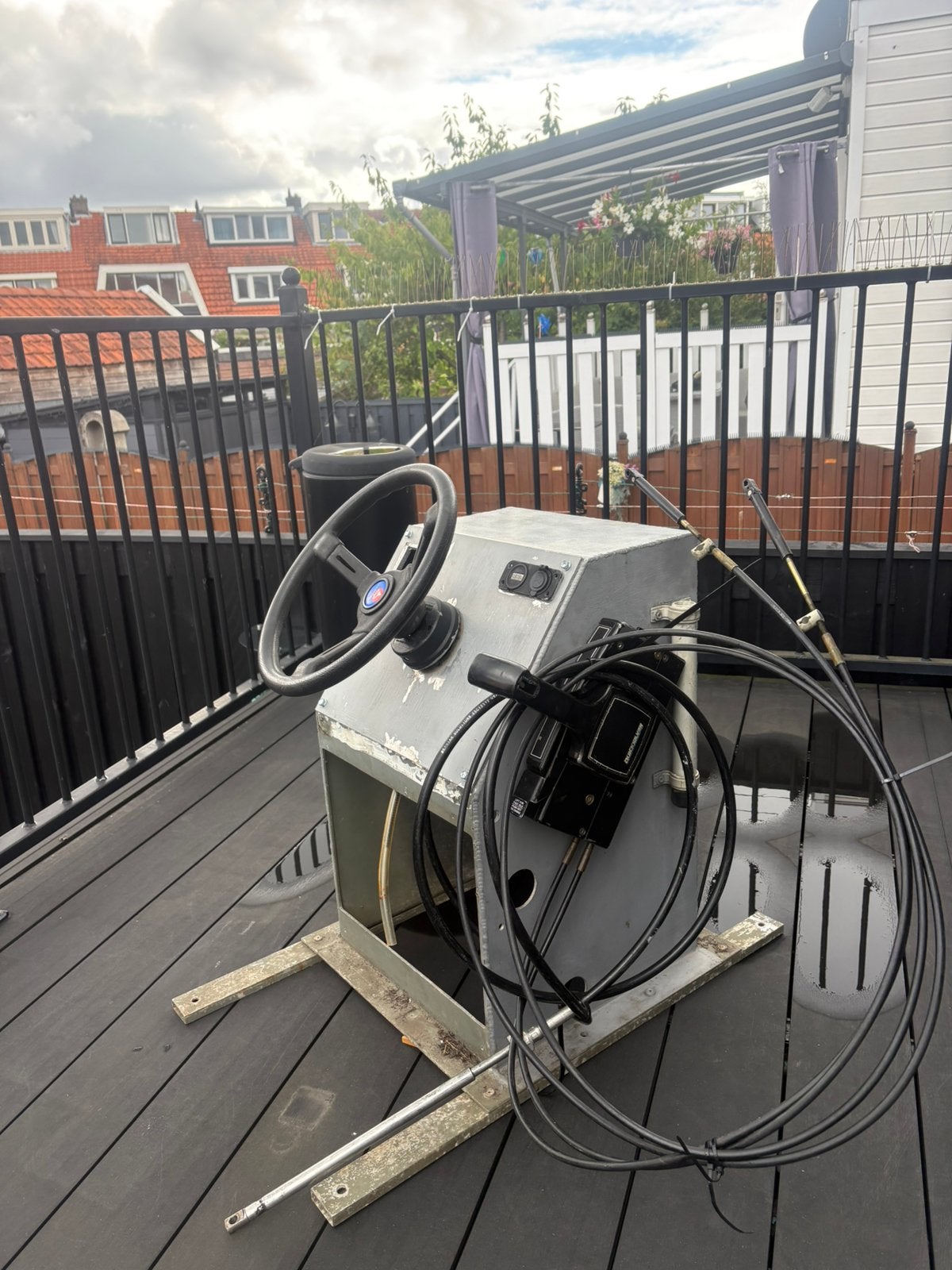 Stuurconsole compleet aluminiumplatbodem, Watersport en Boten, Bootonderdelen, Ophalen of Verzenden, Zo goed als nieuw