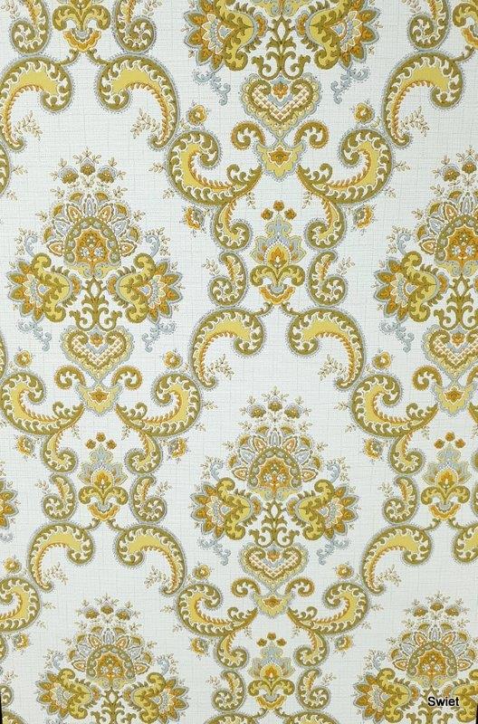 5938 Vintage barok wallpaper groen sierlijk klassiek Swiet, Verzenden, Grijs
