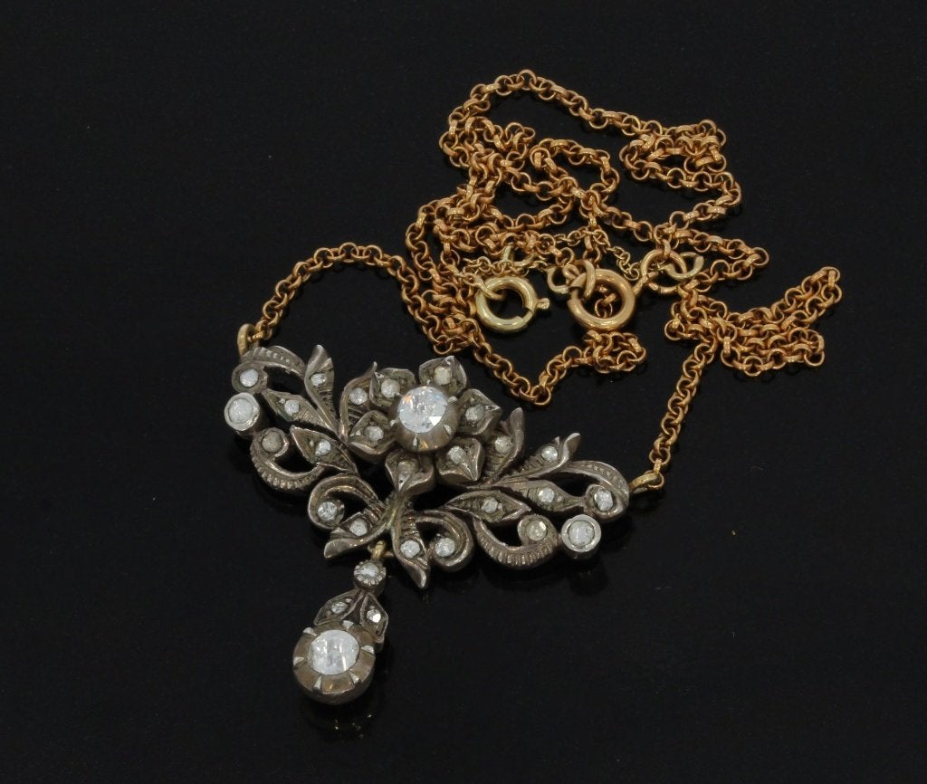 Diamanten jasseron exclusieve 14k gouden ketting antiek, Verzenden, Goud, Ketting, Met edelsteen