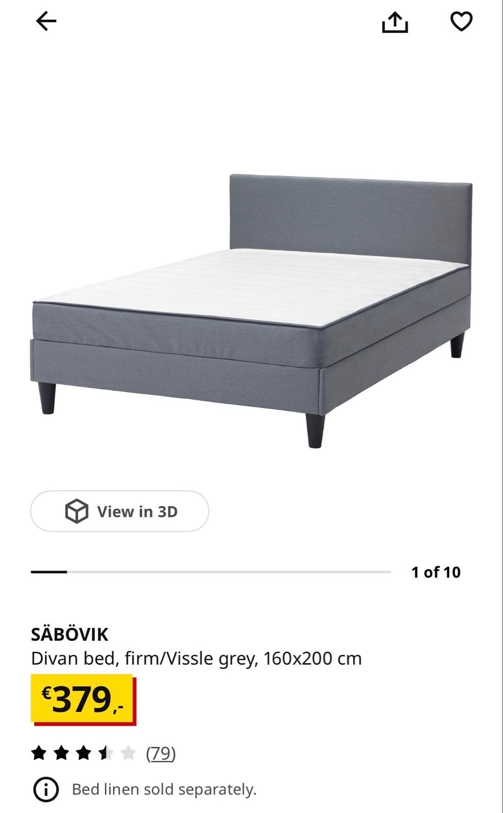 SÄBÖVIK Divanbed, stevig/Vissle grijs, 160x200 cm, Huis en Inrichting, Slaapkamer | Bedden, Tweepersoons, Ophalen of Verzenden