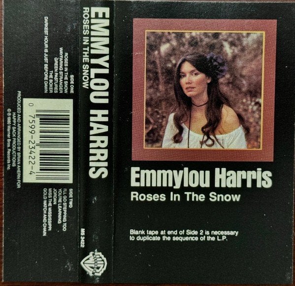 Emmylou Harris vintage muziek cassette ROSES IN THE SNOW, Cd's en Dvd's, Cassettebandjes, Gebruikt, Ducoso, 1 bandje, Ophalen of Verzenden