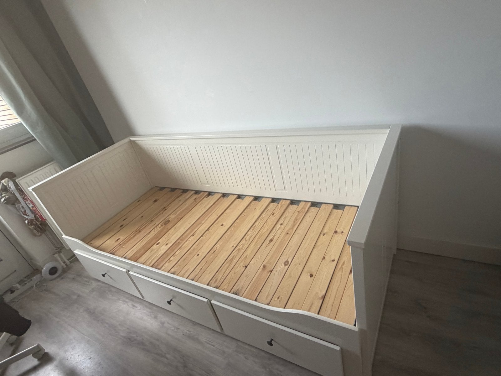 IKEA Hemnes bedbank 80x200cm met 3 lades, Ophalen, Eenpersoons, Wit, 80 cm