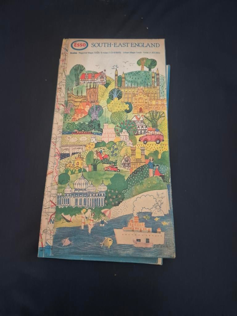 Vintage Esso wegenkaart Zuidoost-Engeland (1967-1975), Gelezen, Verenigd Koninkrijk, Ophalen of Verzenden, Landkaart