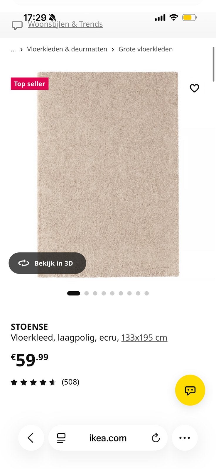 Stoense IKEA vloerkleed 133x195, Ophalen