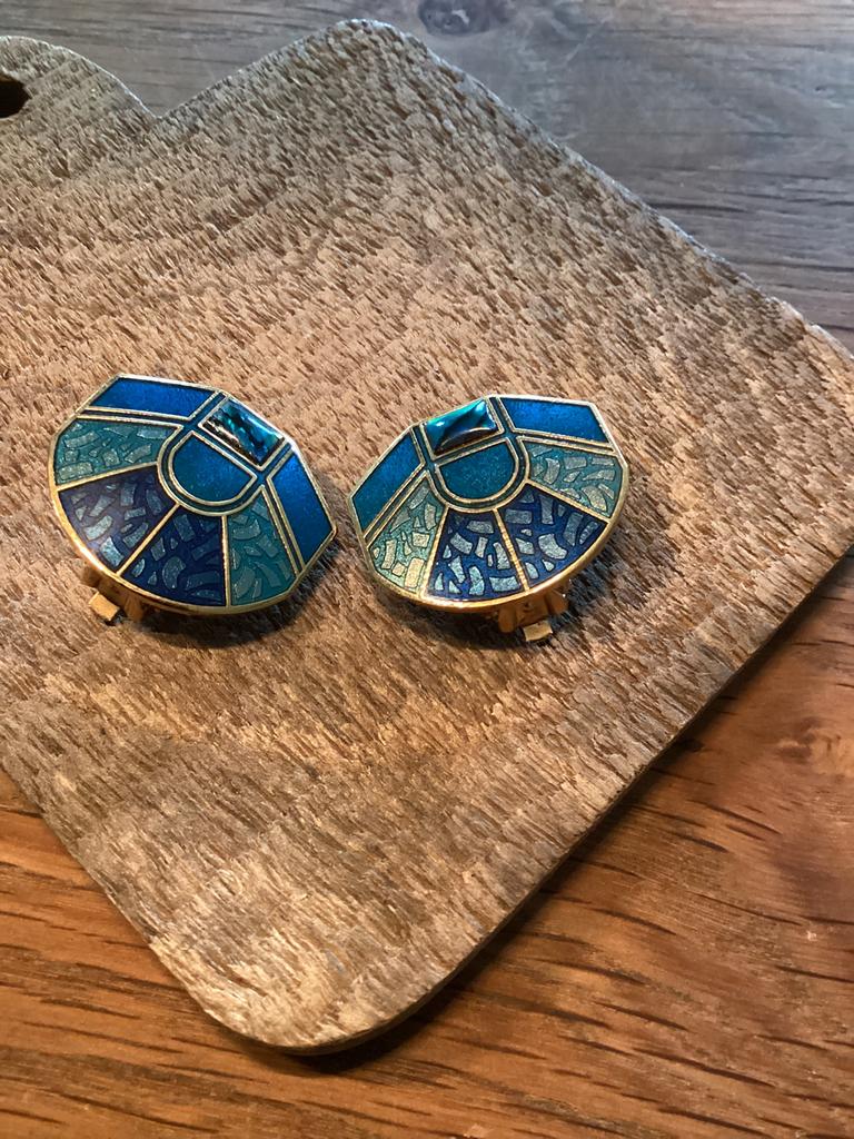 Oorbellen, Sieraden, Tassen en Uiterlijk, Oorbellen, Ophalen of Verzenden, Zo goed als nieuw, Blauw, Overige materialen