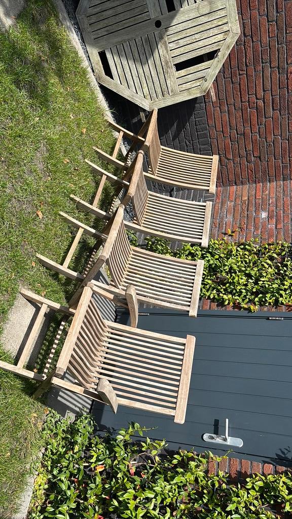Houten tuinstoelen (opklapbaar), Ophalen, Gebruikt, Hout