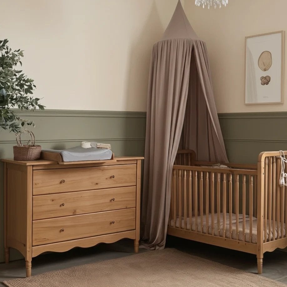 Frannie & Rose Heritage Vintage Ledikant + Peuterrail, Ophalen, Verstelbaar, Bruin, Nieuw