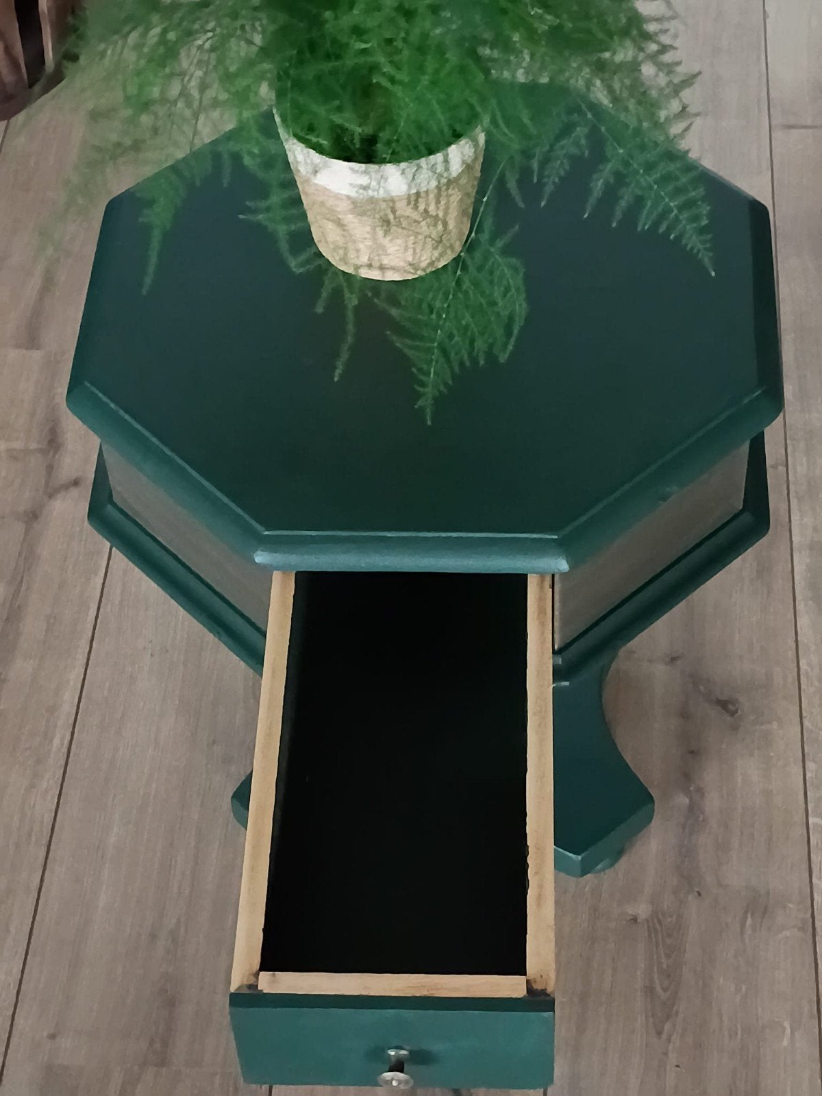 Massief houten Engels wijntafeltje/drum table, Ophalen, 25 tot 50 cm, Rechthoekig