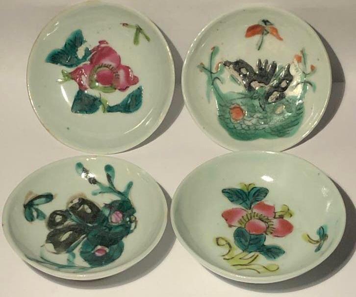 4 x antieke Chinese Tingzhi 1862-1874 porseleinen schaaltjes, Ophalen of Verzenden