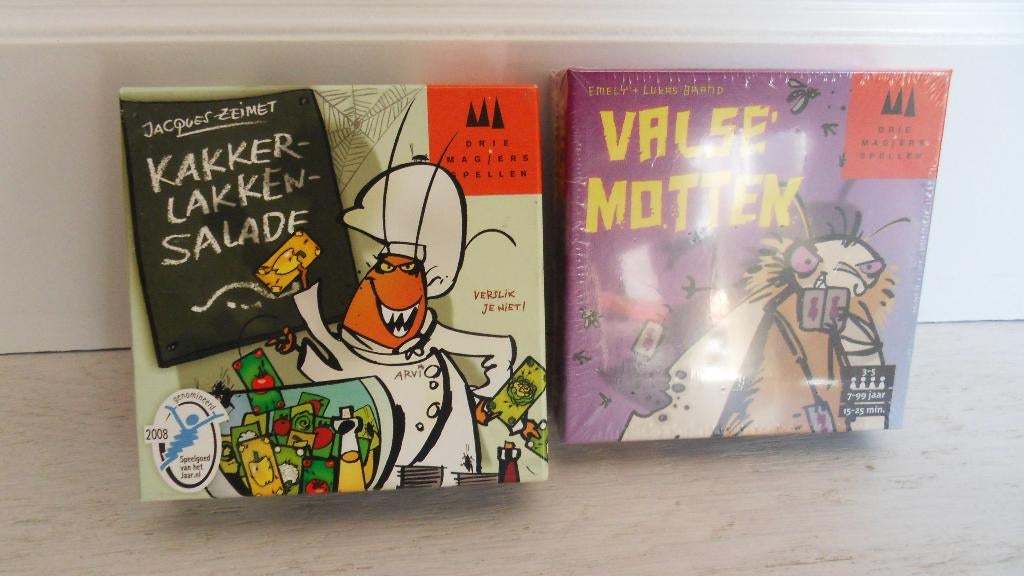 2x Drie Magiers spellen : Valse motten + Kakkerlakken salade, Hobby en Vrije tijd, Ophalen of Verzenden, Gebruikt, Drie Magiërs spellen