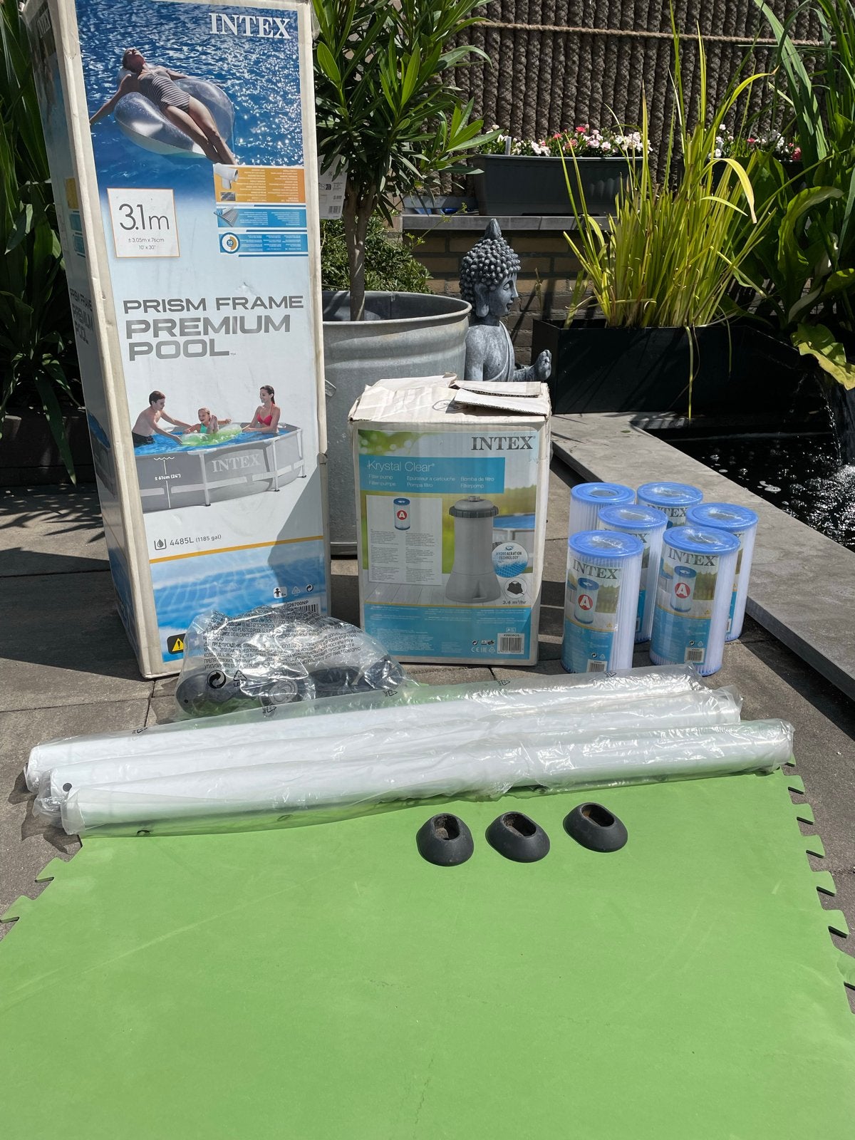 Intex Prism Frame Premium Pool 3.1m met filterpomp, Gebruikt, 80 tot 120 cm, Rond, 300 cm of meer