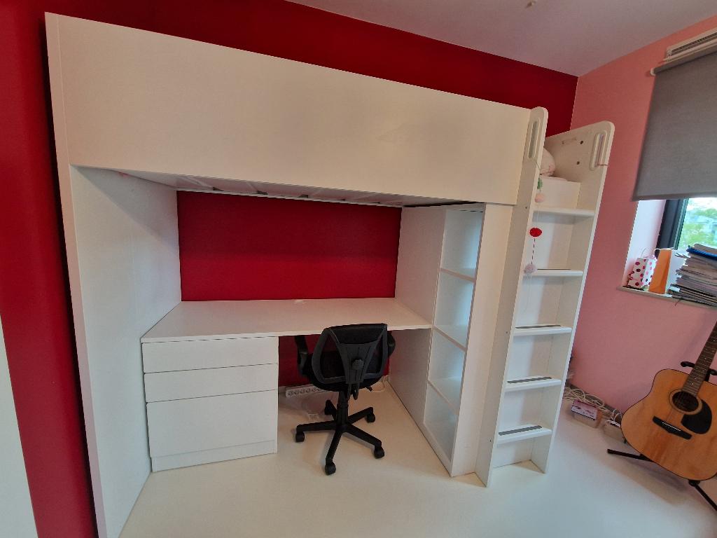 Hoogslaper met bureau, Huis en Inrichting, Slaapkamer | Stapelbedden en Hoogslapers, Ophalen, Gebruikt, Eenpersoons, 200 cm