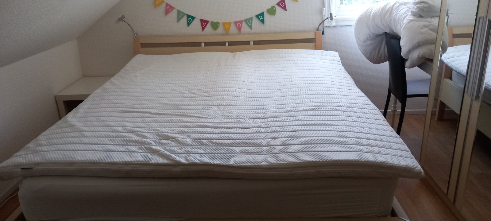 topper 180 bij 2.00, Ophalen, Wit, Tweepersoons, Zo goed als nieuw