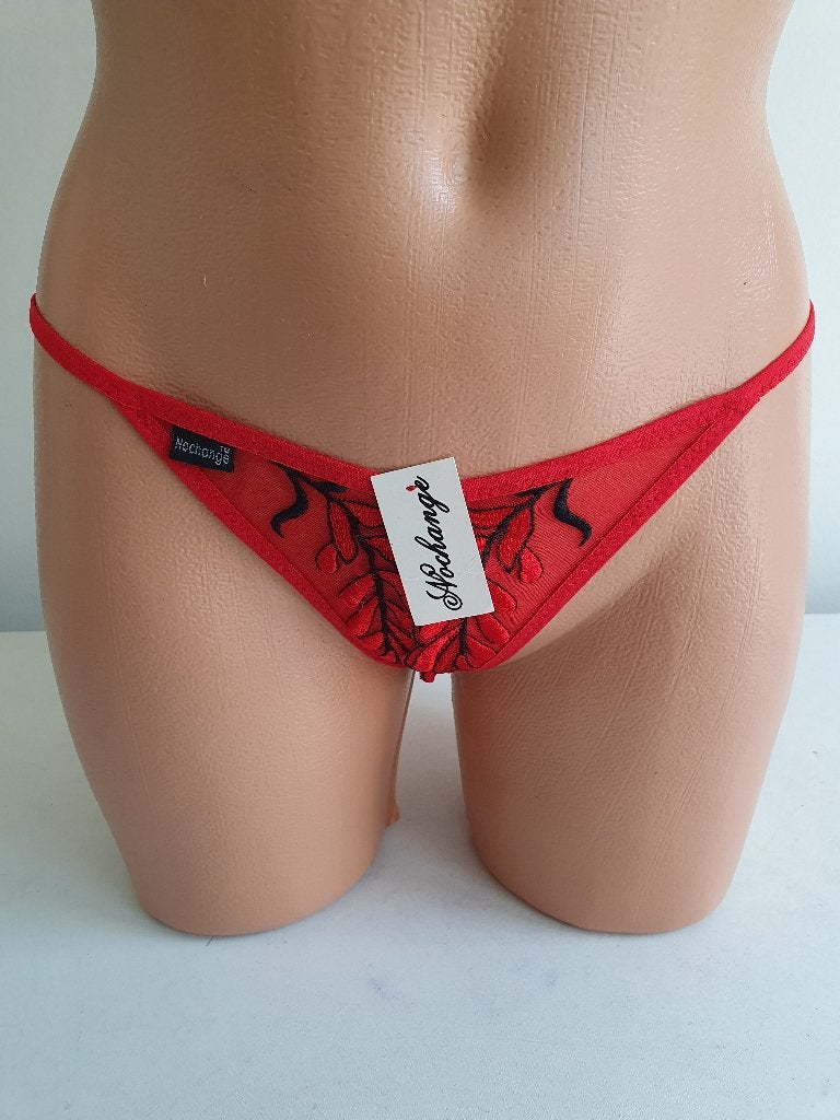 Rood zwarte kruisloze string maat XS/S Nieuw, Nochange, Ophalen of Verzenden, Zwart, String