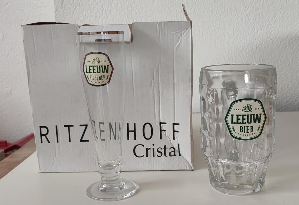 Leeuw bier glazen en pul #3, Ophalen of Verzenden, Zo goed als nieuw, Glas of Glazen, Leeuw
