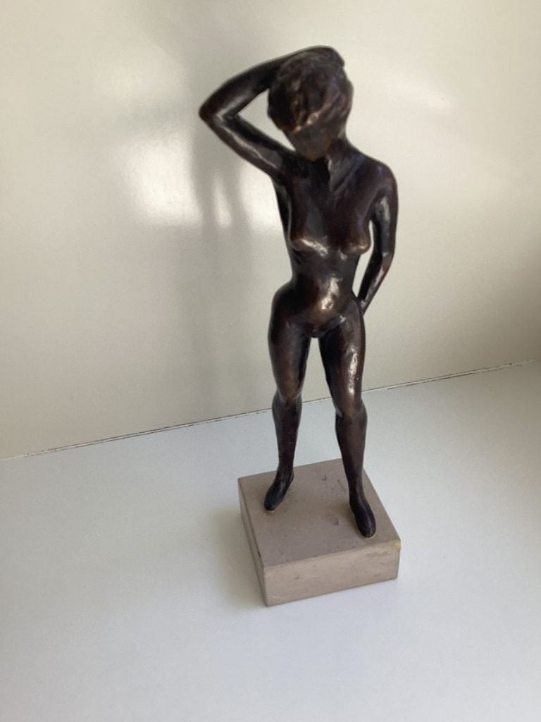 bronzen beeld naakte vrouw, Ophalen of Verzenden, Zo goed als nieuw, Mens