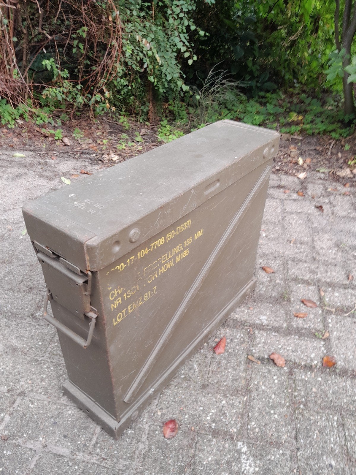 Grote stalen munitiekist, Ophalen of Verzenden, Landmacht, Kist of Geocache