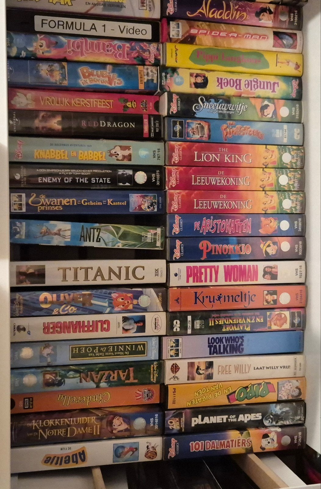 partij VHS videobanden (ca. 60 stuks) - oa Disney,  actie, Gebruikt, Alle leeftijden, Kinderfilm, Ophalen of Verzenden