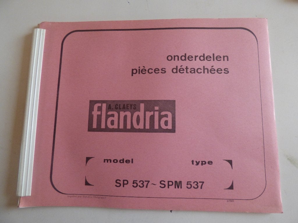 FLANDRIA ONDERDELENLIJST MODEL SP 537 / SPM 537, Ophalen of Verzenden, Zo goed als nieuw