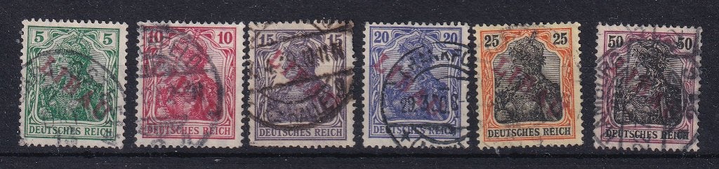 B162) 1919 Libau Mi 1/6 €1800 rode opdruk geen garantie, Verzenden, Duitse Keizerrijk, Gestempeld