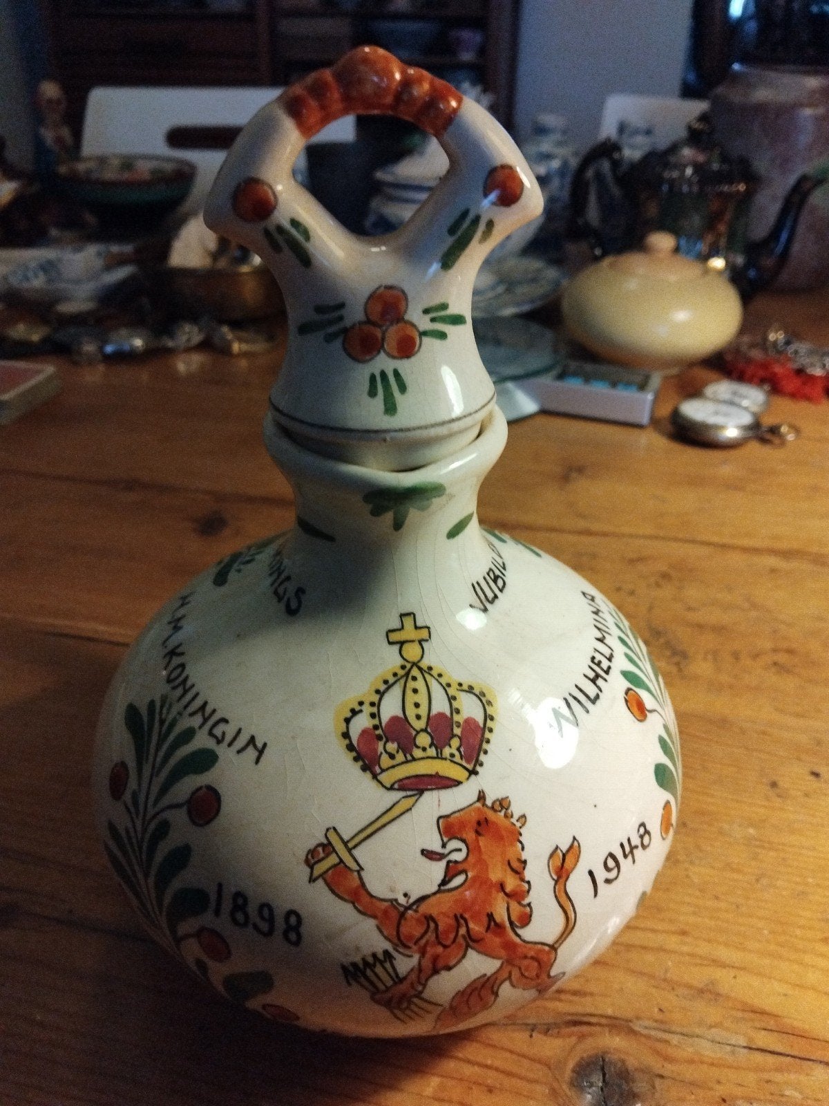 Wilhelmina 40jr koningin, pottery the anjer, Ophalen of Verzenden