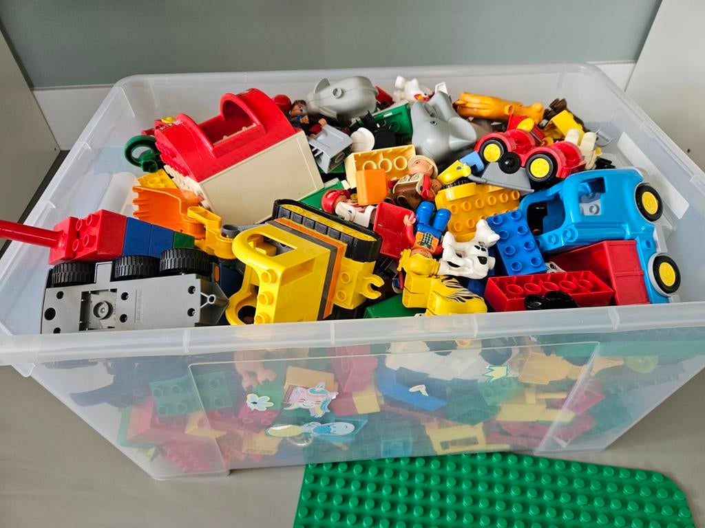 Grote partij Duplo met grondplaat en veel poppetjes, Kinderen en Baby's, Speelgoed | Duplo en Lego, Ophalen, Gebruikt, Duplo, Losse stenen