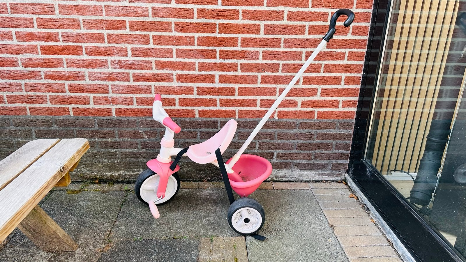Smoby driewieler roze met duwstang, Ophalen, Gebruikt, Overige typen
