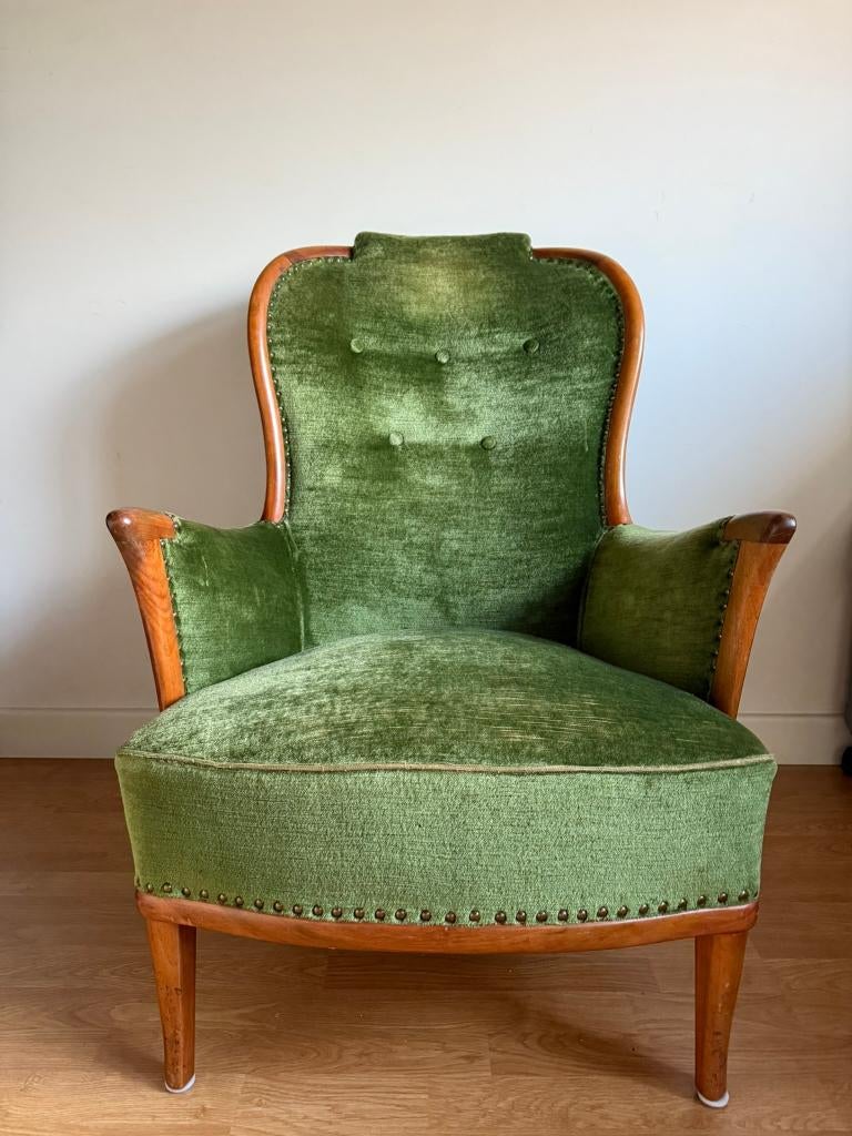 Authentieke designklassieker (Carl Malmsten), Huis en Inrichting, Stoelen, Zo goed als nieuw, Eén, Hout, Overige kleuren, Ophalen