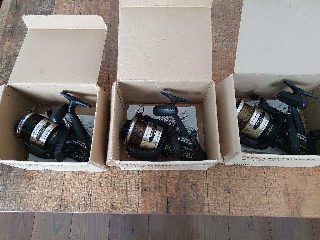 Shimano 4500 B met twee reserver spoelen., Ophalen of Verzenden, Gebruikt, Molen