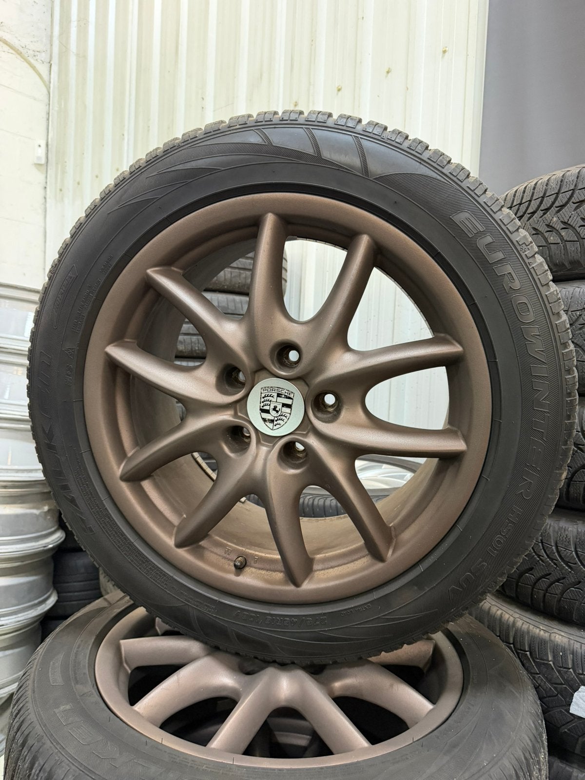 Set Porsche Velgen 5x130 falken eurowinter suv banden, Gebruikt, Banden en Velgen, 17 inch, Personenwagen