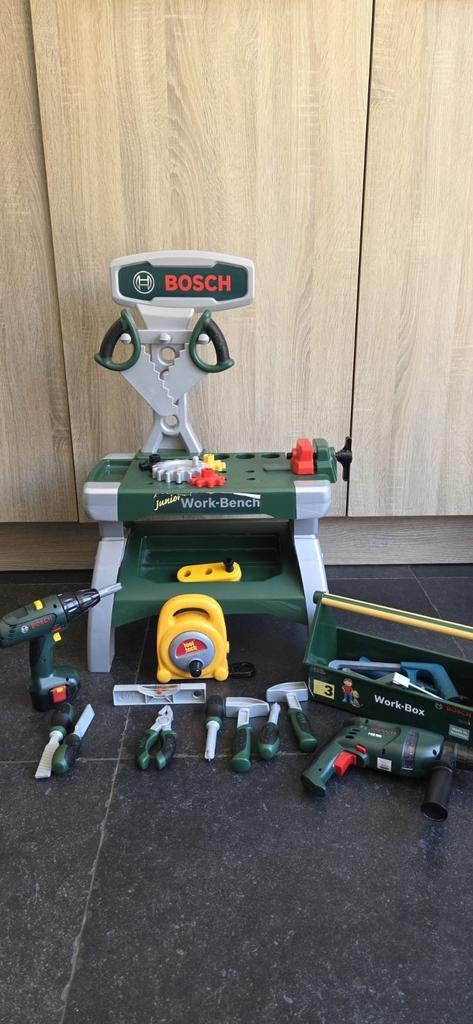 Bosch Junior Werkbank met gereedschap en boormachines, Ophalen, Gebruikt, Bouwen, Met licht