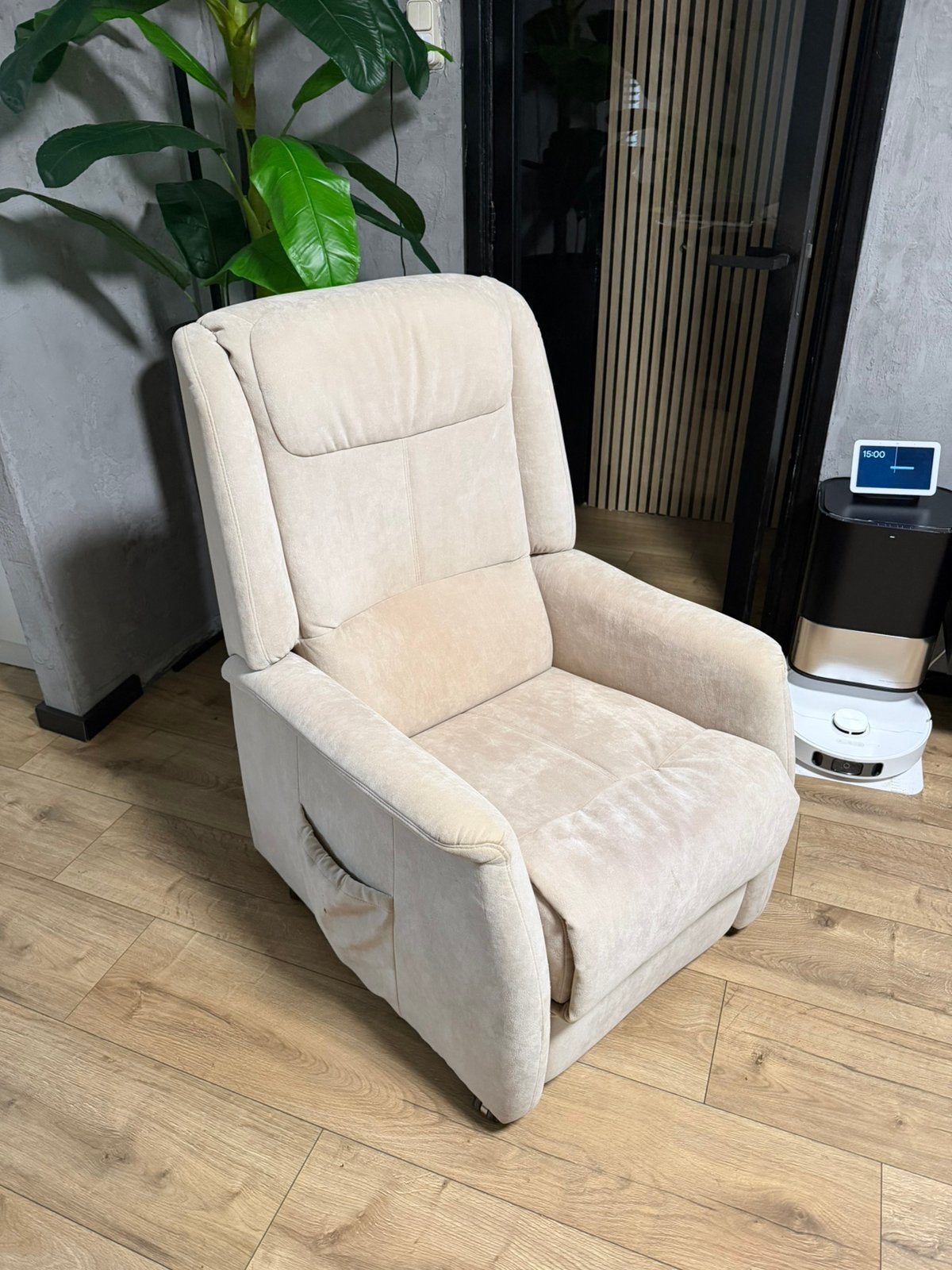 Sta-op Stoel Relaxfauteuil HUKLA M Accu Microleder heel mooi, Ophalen, Zo goed als nieuw, Minder dan 75 cm, 50 tot 75 cm