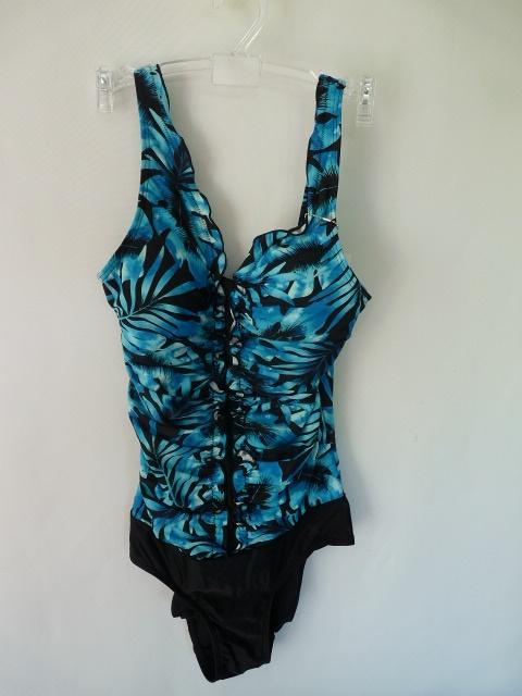 Leuk turquois met zwart bloem badpak mt 38, Nieuw, Badpak, Ophalen of Verzenden, Manouxx