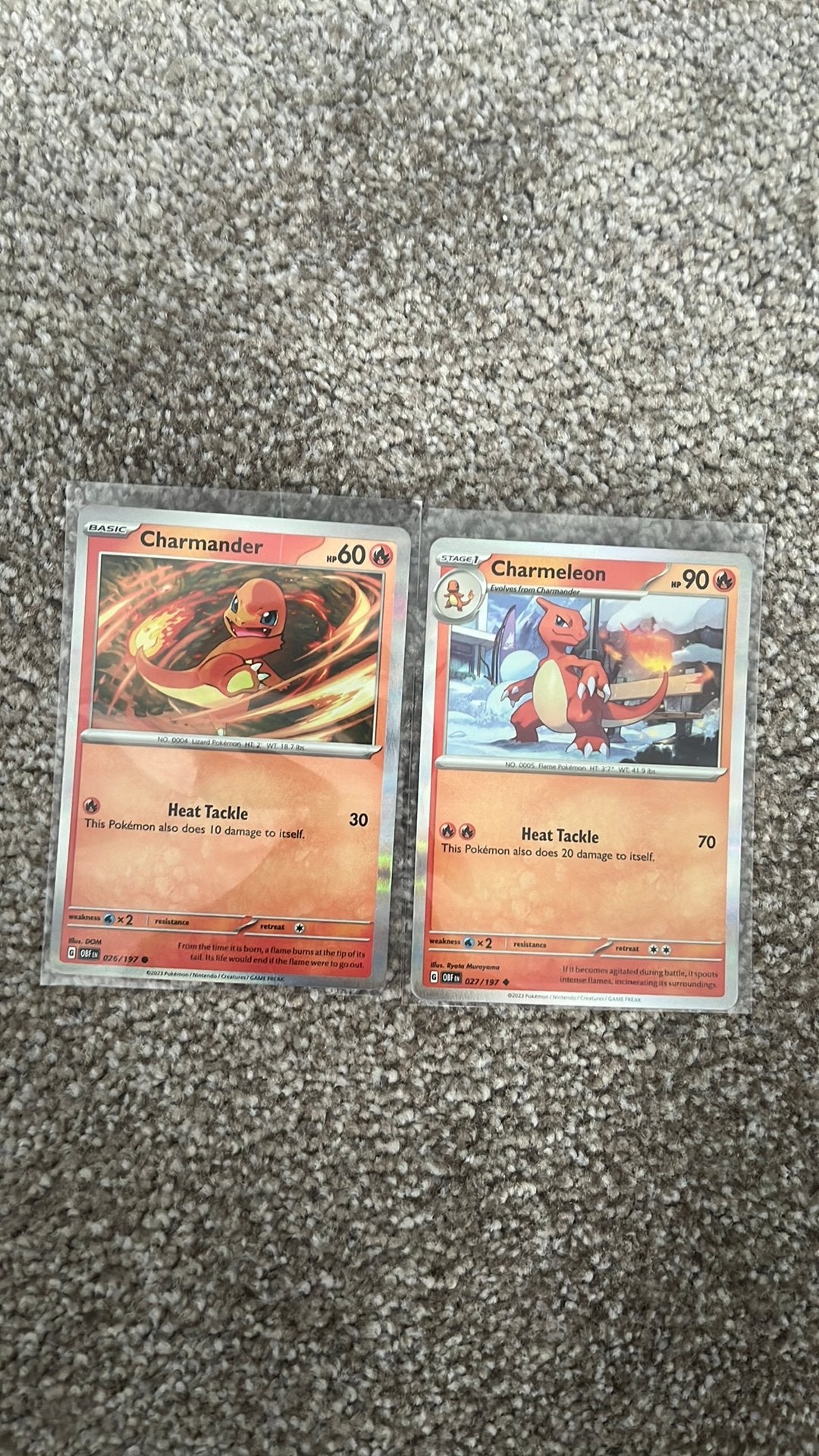 Pokemon exclusieve Charmander en Charmeleon holo kaarten, Ophalen of Verzenden, Zo goed als nieuw, Meerdere kaarten