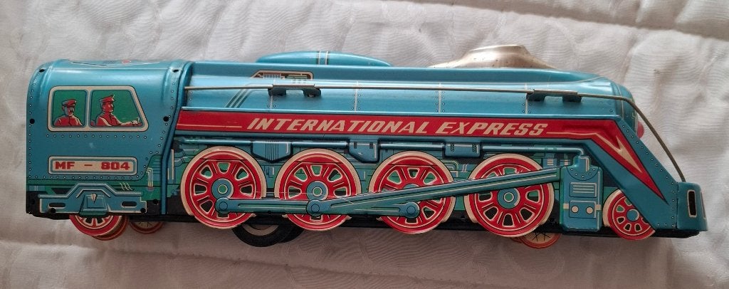 Vintage blikken speelgoedtrein International Express MF-804, Antiek en Kunst, Ophalen of Verzenden