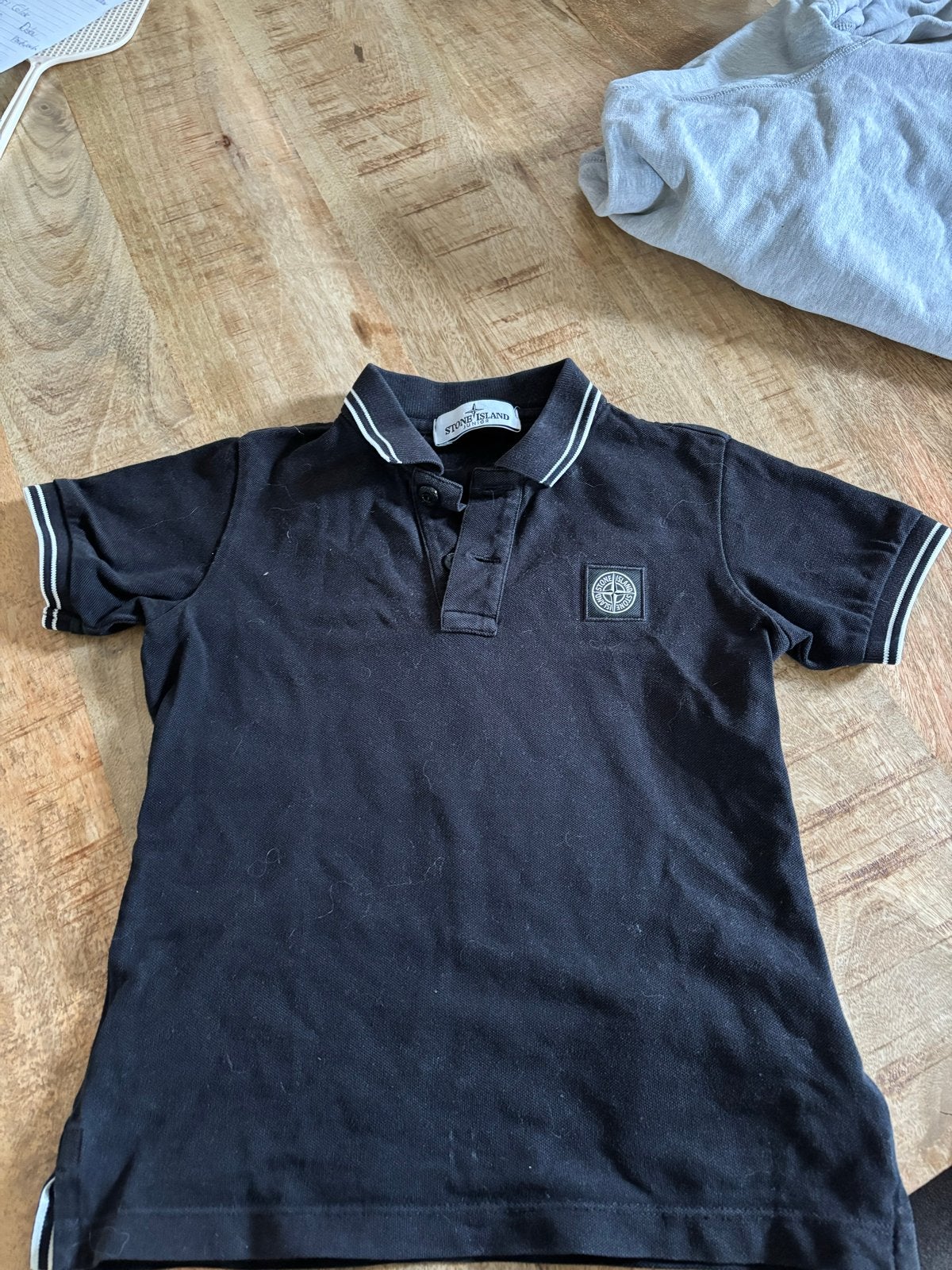 Stone Island Junior Polo Zwart Maat 116, Ophalen of Verzenden, Zo goed als nieuw, Jongen, Shirt of Longsleeve