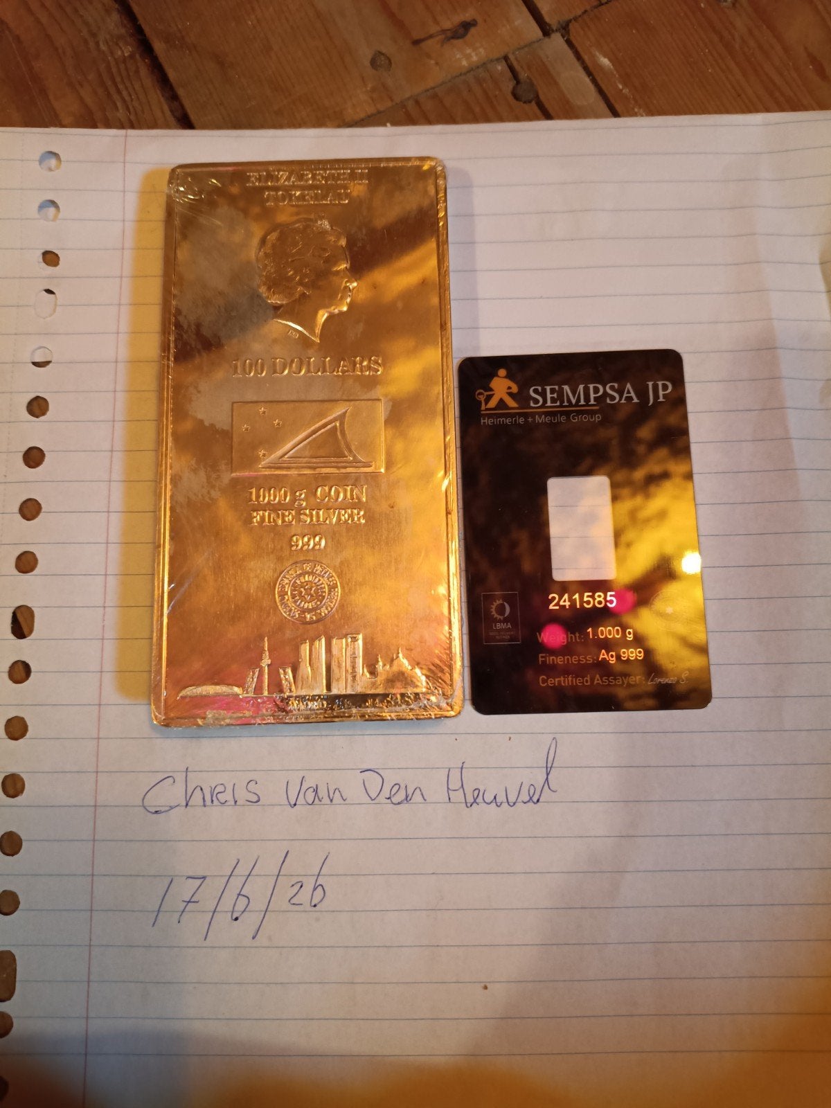 1 Kilo Tokelau Muntbaar 999  Zilver Nieuw Geseald, Ophalen of Verzenden, Zilver