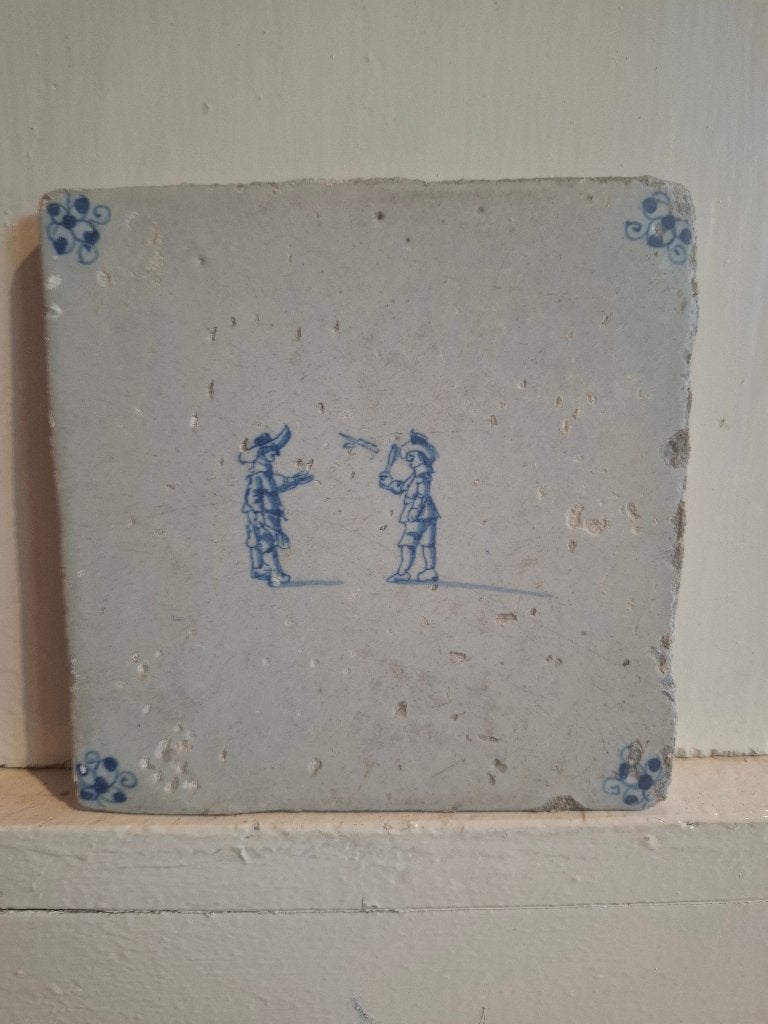 Antieke Delfts blauwe tegels, tegel, Delft, witjes wandtegel, Ophalen of Verzenden