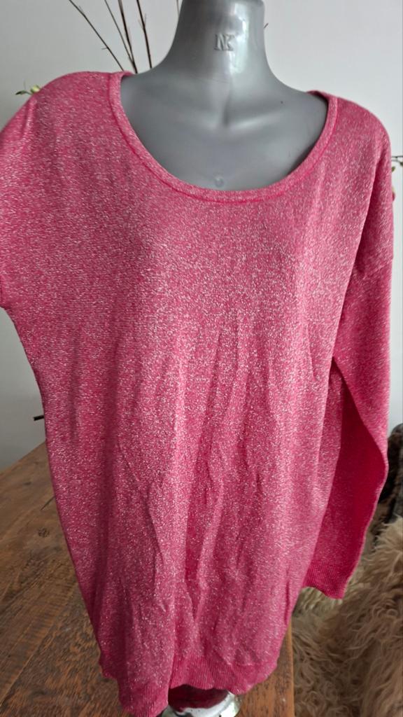 Glitter truitje met ronde hals - roze, Kleding | Dames, Maat 42/44 (L), Ophalen of Verzenden, NED, Roze