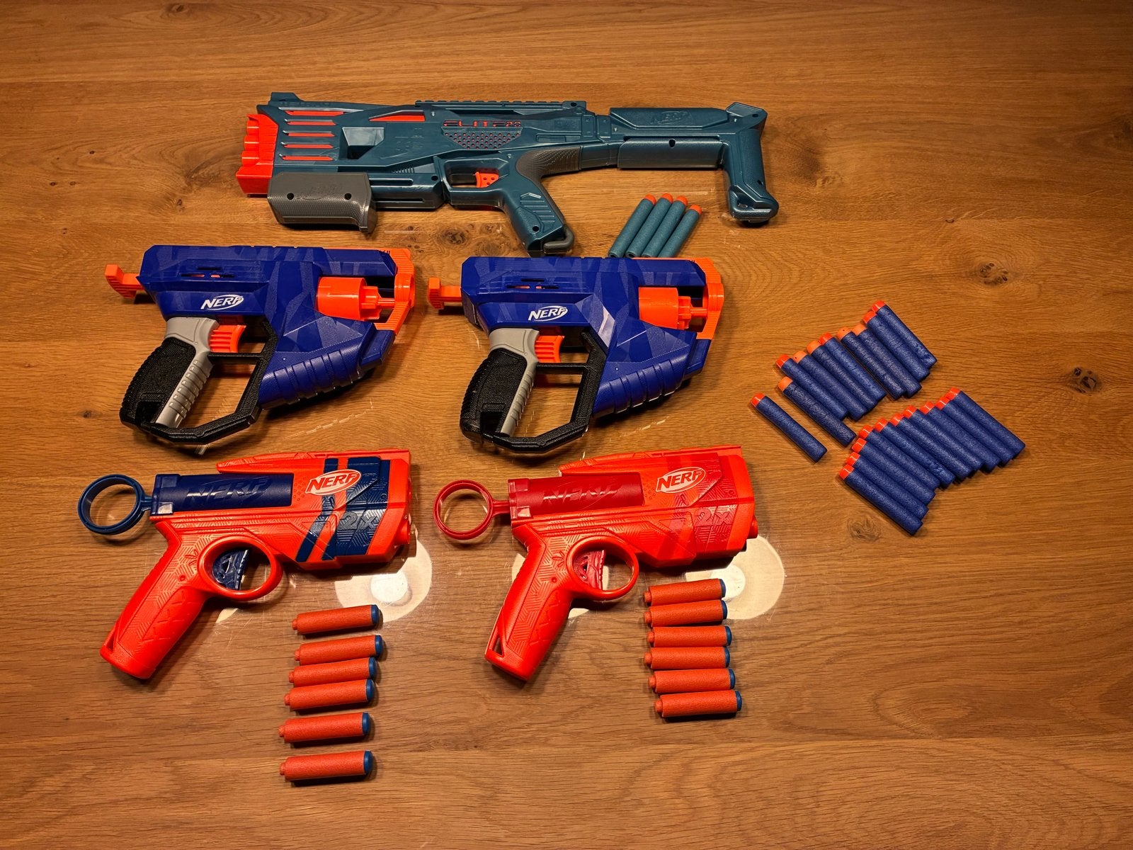 5 Nerf blasters / guns met darts, Tetrad Elite + N series, Kinderen en Baby's, Ophalen of Verzenden, Zo goed als nieuw