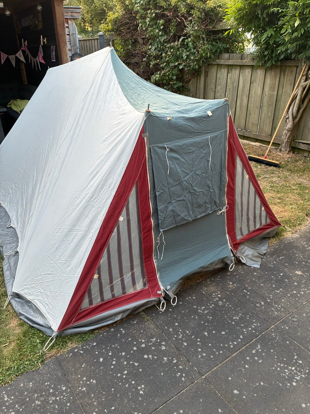 Vintage katoenen 2-persoons tent - 1.6m hoog, 2.5x3.5m, Ophalen, Gebruikt, Tot en met 2