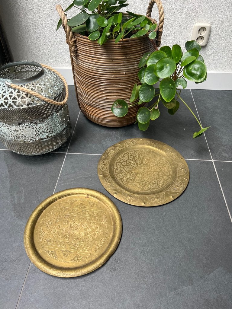 Marokkaanse koperen handwerk schaal wanddecoratie oosters, Geschikt voor wandmontage, Overige materialen, Verburgt Vintage, Gebruikt