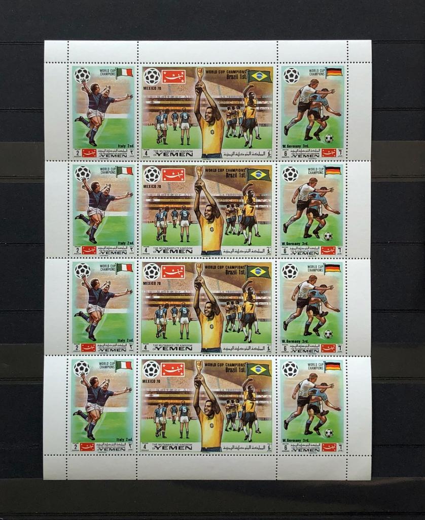 Yemen 1970 Bogen Postfris WK Voetbal Mexico 1970, Ophalen of Verzenden, Postfris, Sport