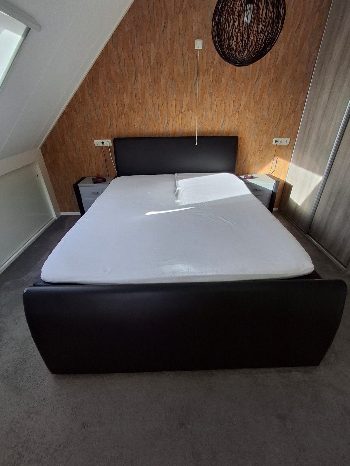 elektrische  Boxspring, Ophalen, Zwart, Tweepersoons, 200 cm