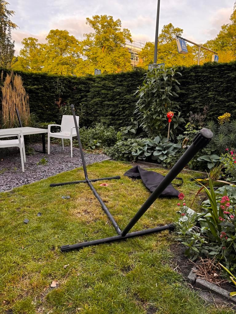 Fatboy Headdemock standaard - Zwart, inklapbaar, Tuin en Terras, Hangmatten, Gebruikt, Meerpersoons, Ophalen of Verzenden, Inklapbaar