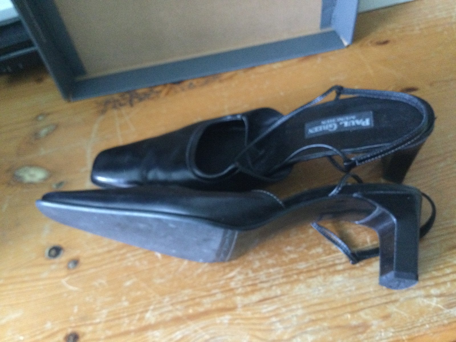 Zwarte lederen sling backs, Paul Green, maat 41, Verzenden, Zo goed als nieuw, Zwart