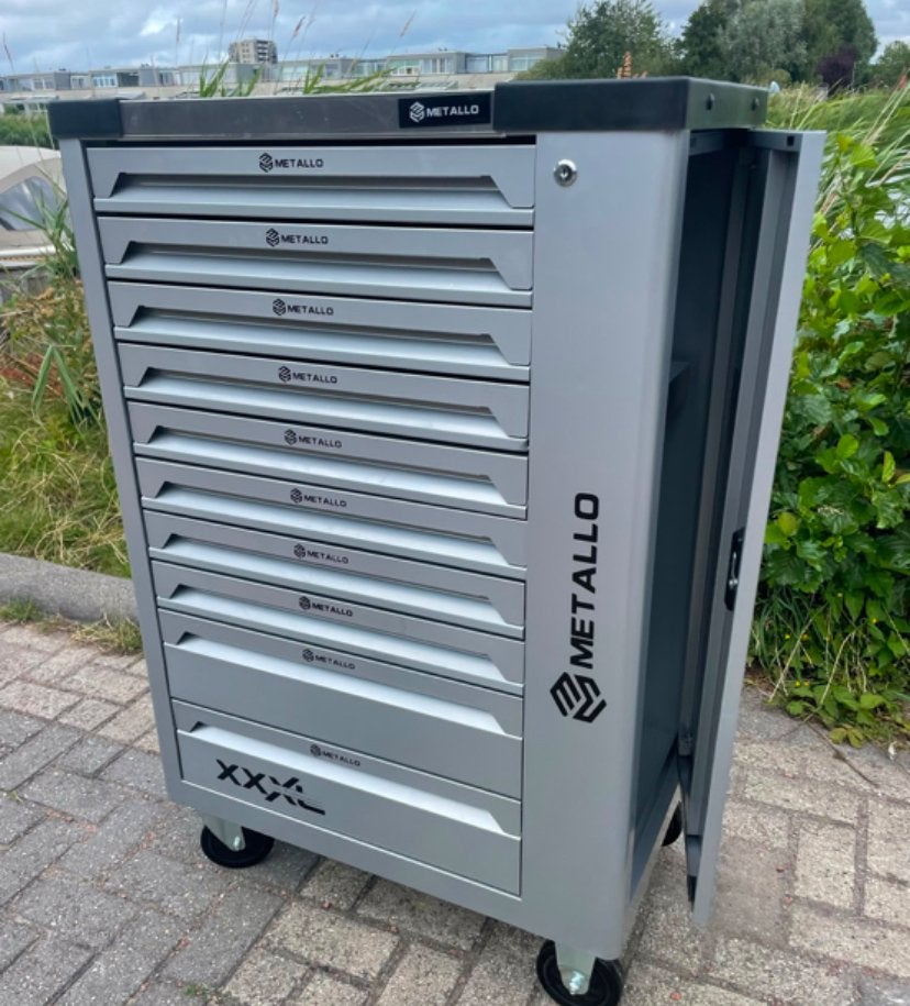 Metallo Gereedschapswagen 10 Lades Vol + Accugereedschap, Doe-het-zelf en Verbouw, Ophalen, Nieuw, Gereedschapsopslag, Metallo